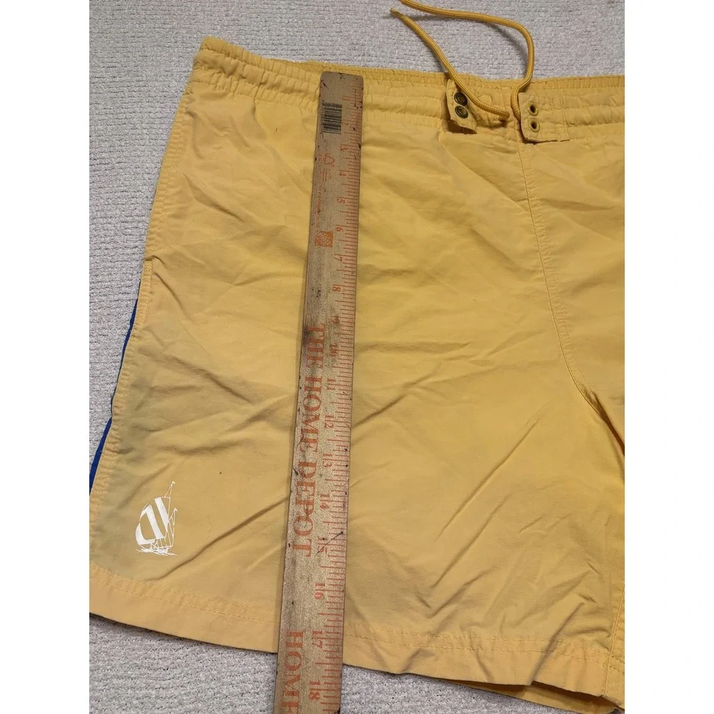 Nautica Mens Swim Trunks Size L Board Shorts Yellow Nylon Colorblock NS-83